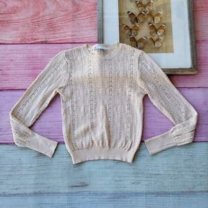 Zara‎ Ivory Knit Pull Over Long Sleeve Sweater Women’s Size Small